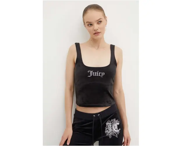 Juicy Couture blat de catifea BROMLEY TOP culoarea negru, JCWCT24301