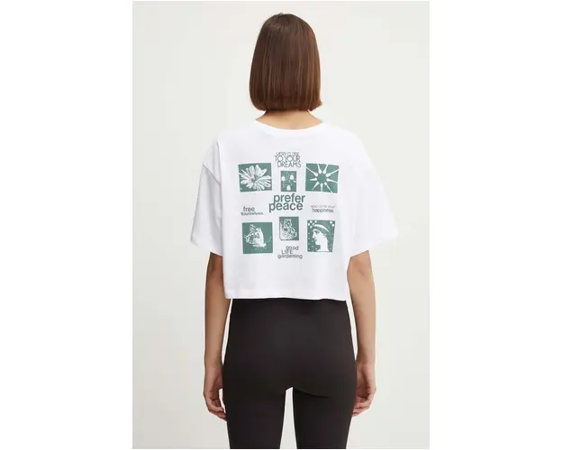 Vans tricou din bumbac femei, culoarea alb, VN000HGNWHT1