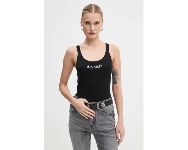 Miss Sixty top din bumbac culoarea negru, 6L2RJ3580000