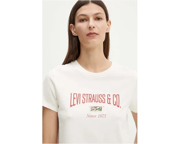 Levi's tricou din bumbac femei, culoarea bej, 17369