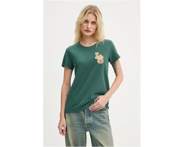 Levi's tricou din bumbac femei, culoarea verde, 17369