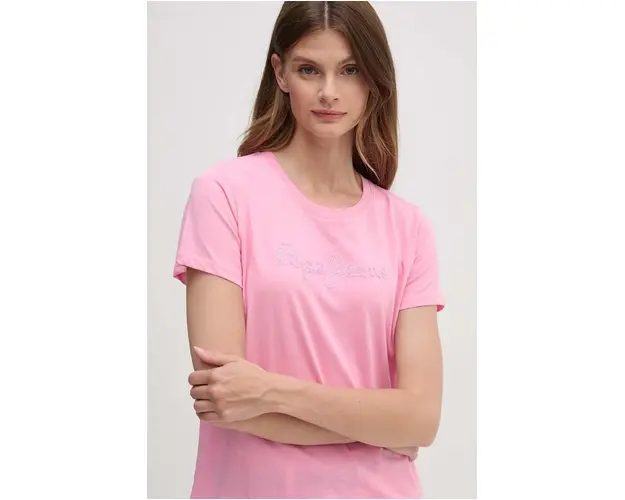Pepe Jeans tricou din bumbac ESPE femei, culoarea roz, PL505896