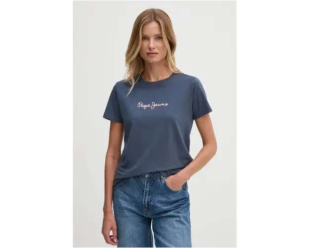 Pepe Jeans tricou din bumbac FIORE femei, culoarea albastru marin, PL505951