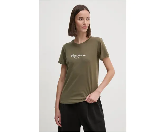 Pepe Jeans tricou din bumbac FIORE femei, culoarea verde, PL505951