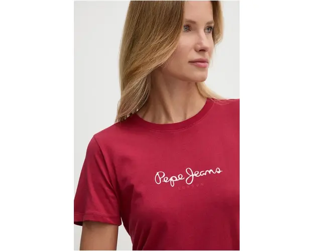 Pepe Jeans tricou din bumbac FIORE femei, culoarea rosu, PL505951