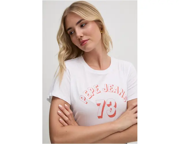 Pepe Jeans tricou din bumbac GIGI femei, culoarea alb, PL505958