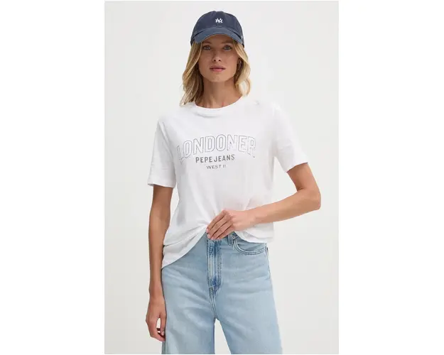 Pepe Jeans tricou din bumbac GABBY femei, culoarea alb, PL505968