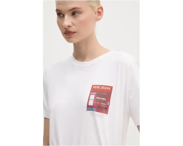 Pepe Jeans tricou din bumbac GWENDOLYN femei, culoarea alb, PL505976