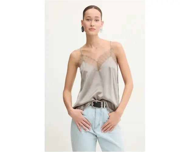 IRO bluza de matase culoarea gri, neted, WM16BERWYN