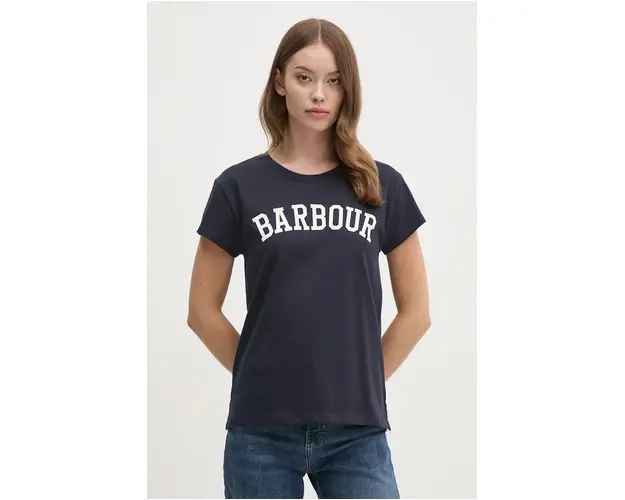 Barbour tricou din bumbac femei, culoarea albastru marin, LTS0657