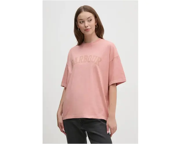 Barbour tricou din bumbac femei, culoarea roz, LTS0652