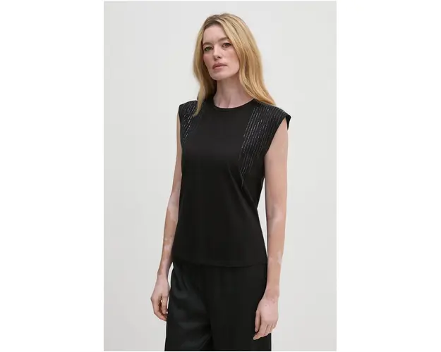 Sisley top din bumbac culoarea negru, 351SL106J