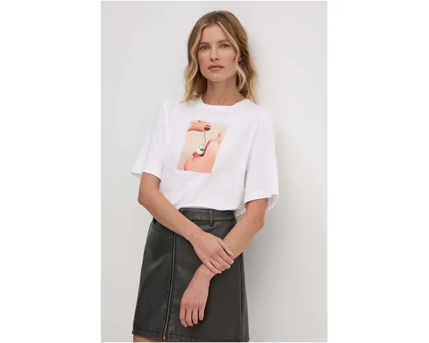 Sisley tricou femei, culoarea alb, 3I1XL105P