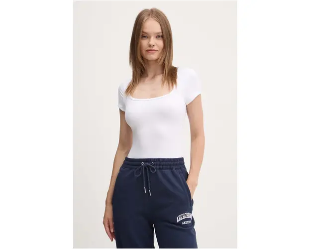 Hollister Co. body femei, culoarea alb, KI339-3620