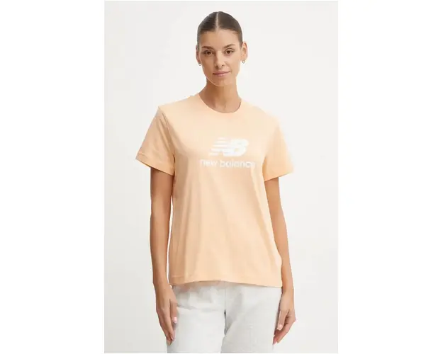 New Balance tricou din bumbac femei, culoarea portocaliu, WT41502PAE