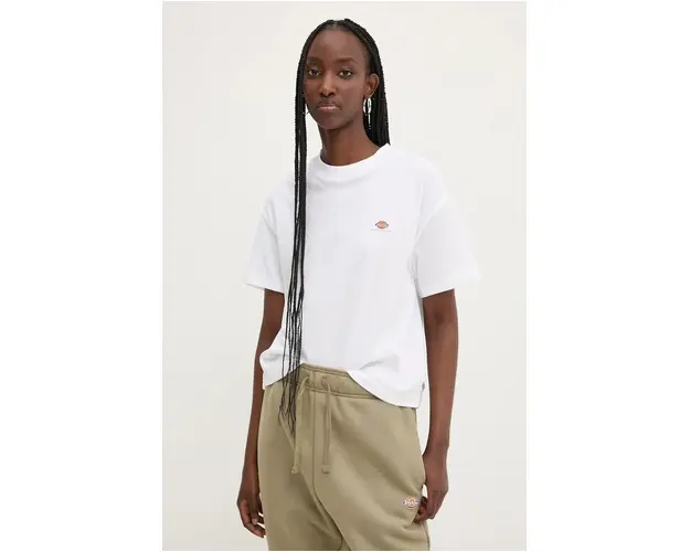 Dickies tricou din bumbac OAKPORT femei, culoarea alb, DK0A4Y8L