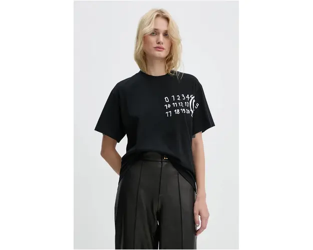 MM6 Maison Margiela tricou din bumbac femei, culoarea negru, S62GD0192.S23588