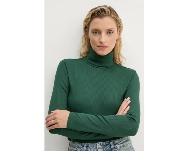 Levi's longsleeve femei, culoarea verde, cu guler, A8769
