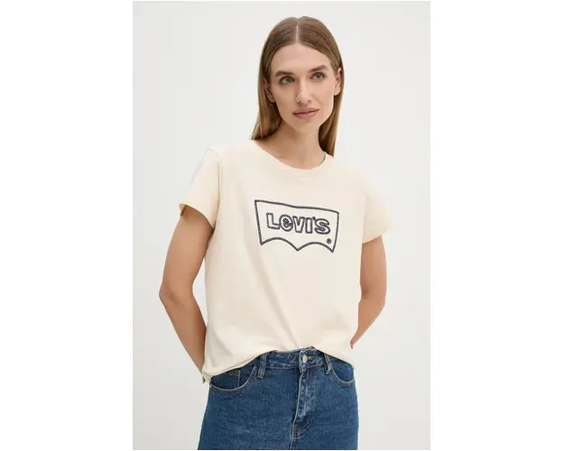 Levi's tricou din bumbac femei, culoarea bej, A8804