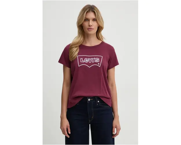 Levi's tricou din bumbac femei, culoarea bordo, A8804