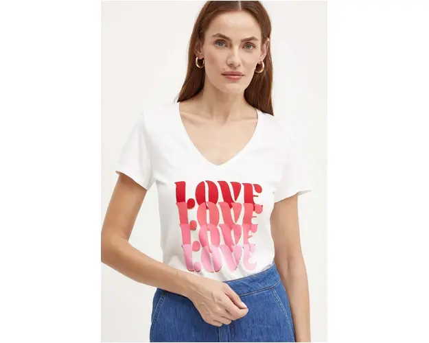 Morgan tricou DAMOUR femei, culoarea alb, DAMOUR