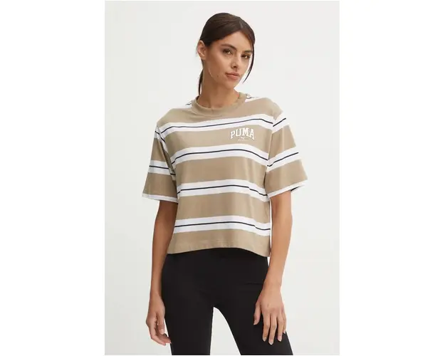 Puma tricou din bumbac femei, culoarea bej, 681538