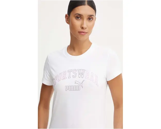 Puma tricou din bumbac femei, culoarea bej, 682986