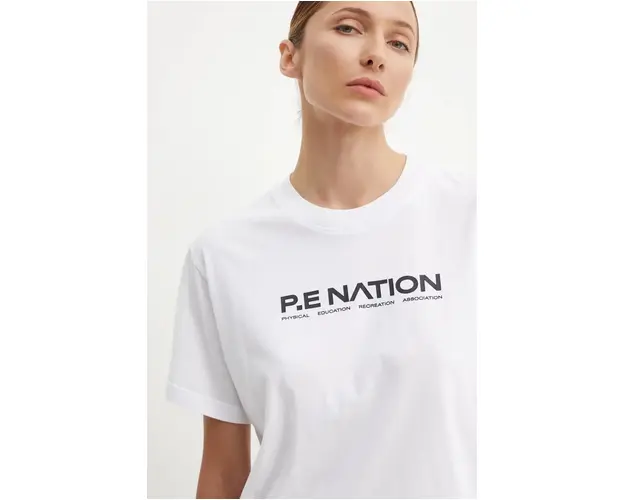 P.E Nation tricou din bumbac Aero SS Tee femei, culoarea alb, 243T329