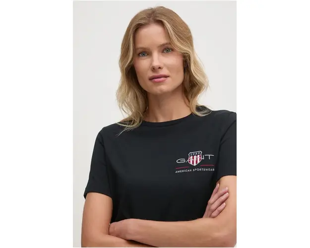 Gant tricou din bumbac femei, culoarea negru, 4200277