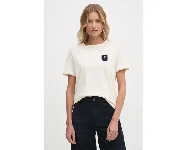 Gant tricou din bumbac femei, culoarea bej, 4201241