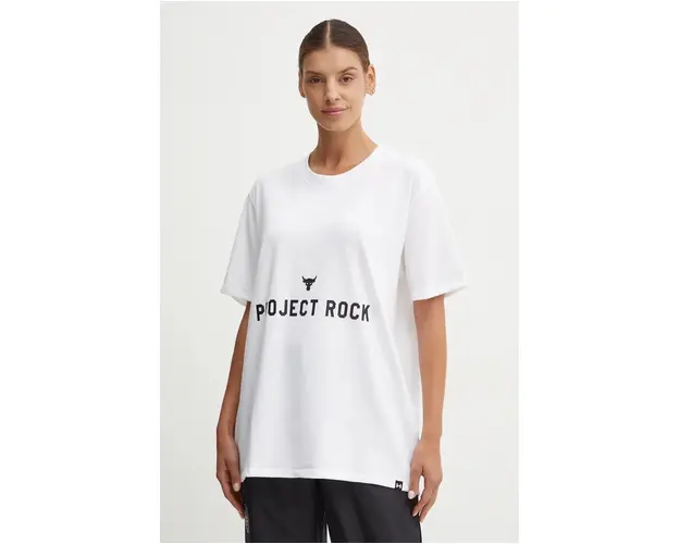 Under Armour tricou Project Rock femei, culoarea alb, 1386440