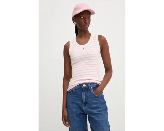 Tommy Jeans top femei, culoarea roz, DW0DW19816