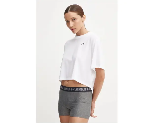 Under Armour tricou de antrenament Boxy Crop Logo culoarea alb, 1386845