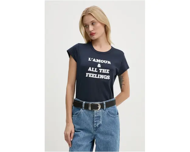 ZADIG&VOLTAIRE tricou din bumbac femei, culoarea albastru marin, JWTS01683