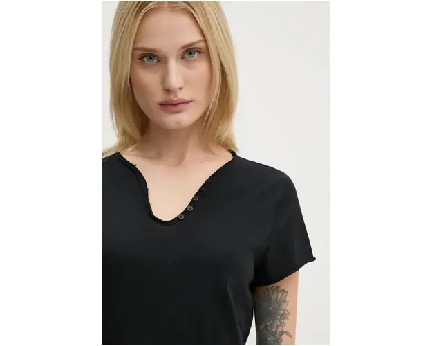 ZADIG&VOLTAIRE tricou din bumbac femei, culoarea negru, JWTN00446