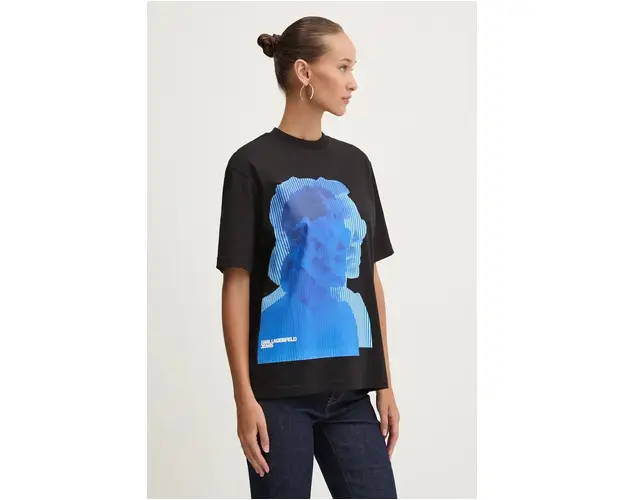 Karl Lagerfeld Jeans tricou din bumbac femei, culoarea negru, 246J1707