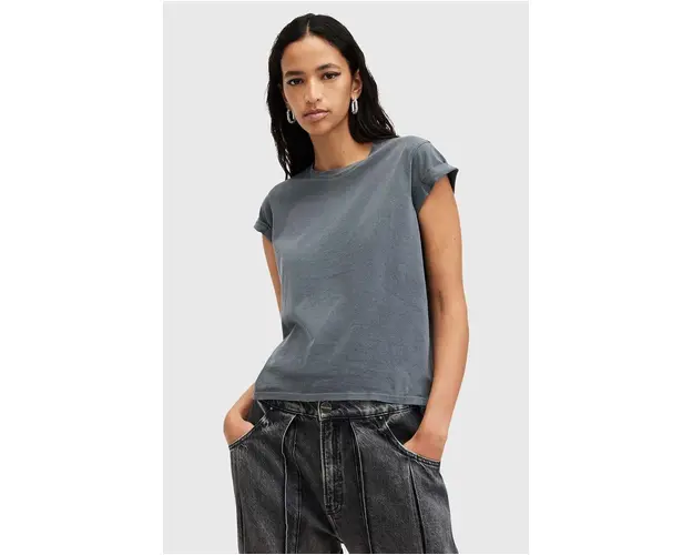 AllSaints tricou din bumbac ANNA femei, culoarea gri, W191JB