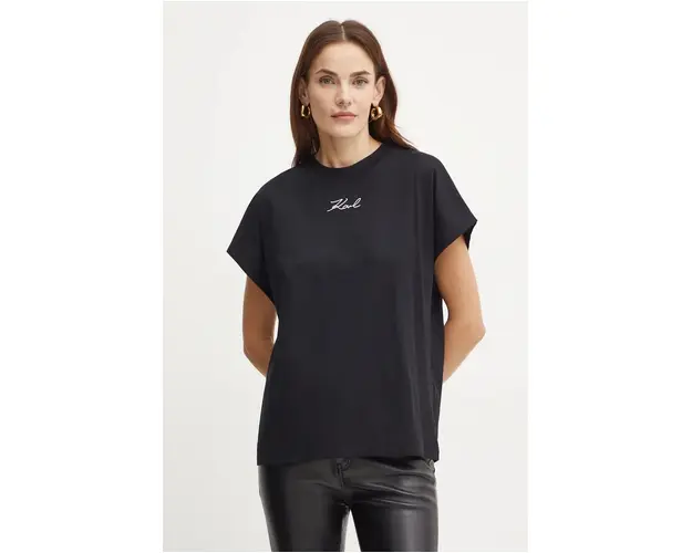 Karl Lagerfeld tricou femei, culoarea negru, 246W1721