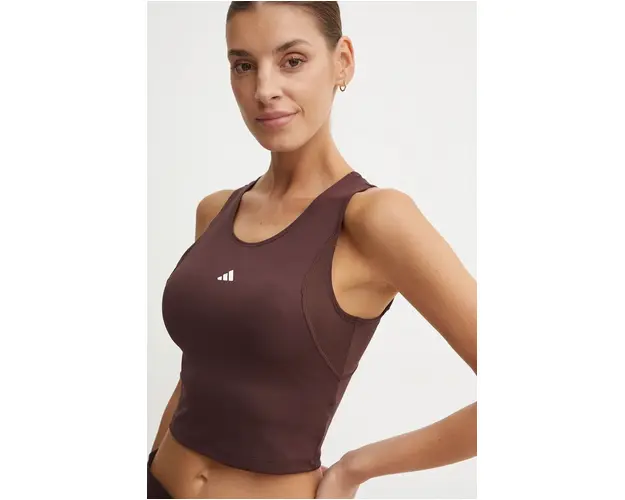 adidas Performance top de antrenament culoarea maro, IX9297