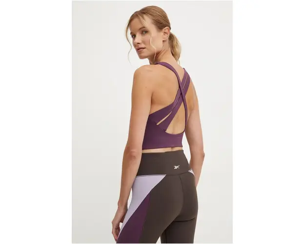 Reebok sutien sport LUX Collection culoarea violet, neted, 100205823