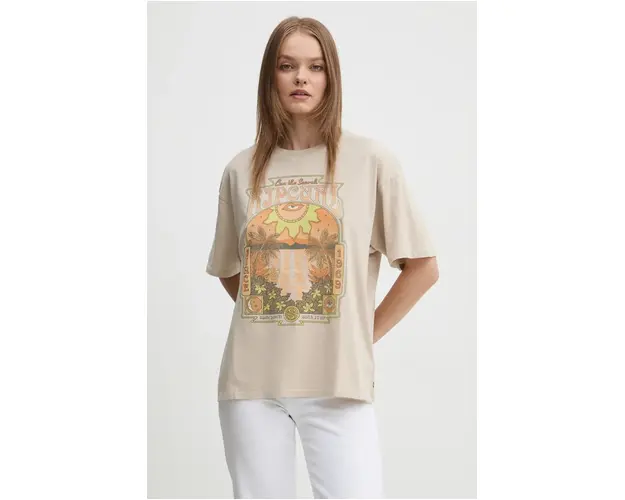 Rip Curl tricou din bumbac SLOW DOWN femei, culoarea bej, 0D4WTE