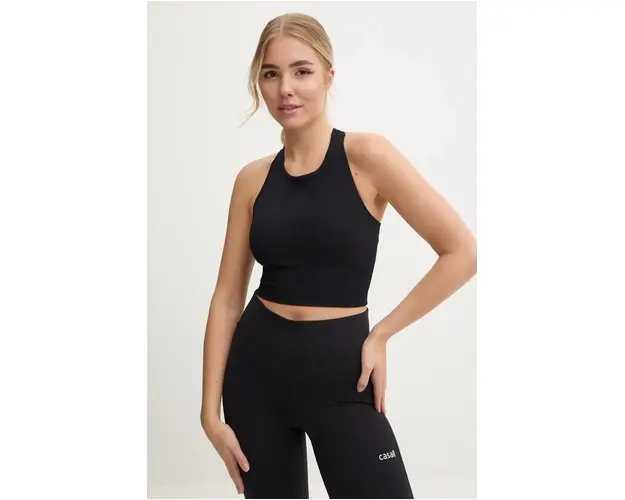 Casall sutien yoga Multi Rib culoarea negru, neted, 24130