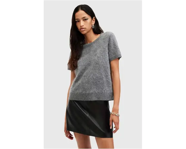 AllSaints tricou de lana REBEL TEE culoarea gri, W118KB