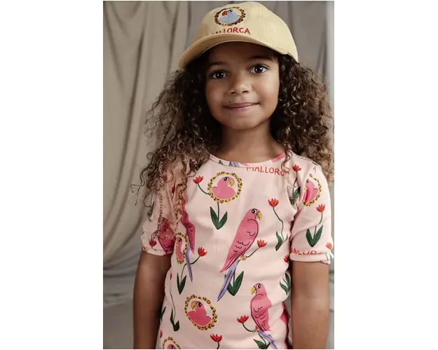 Mini Rodini tricou de bumbac pentru copii Parrots culoarea roz