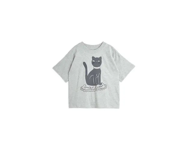 Mini Rodini tricou de bumbac pentru copii Cat culoarea gri, cu imprimeu, 2472012294