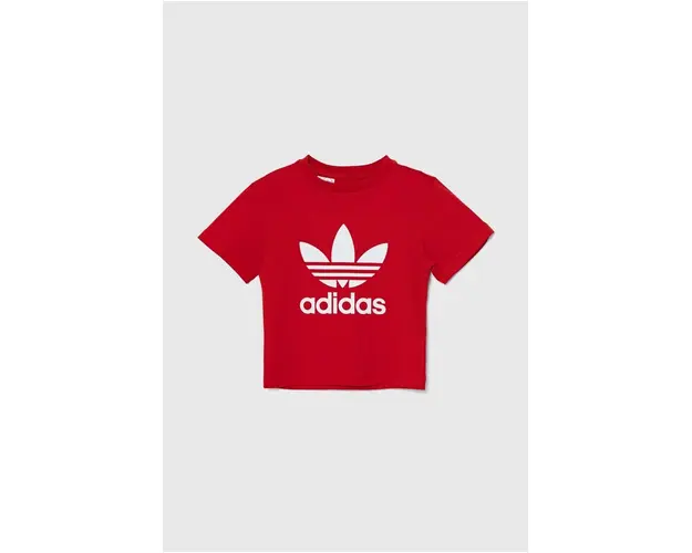 adidas Originals tricou de bumbac pentru copii TREFOIL TEE culoarea rosu, cu imprimeu, IY2387