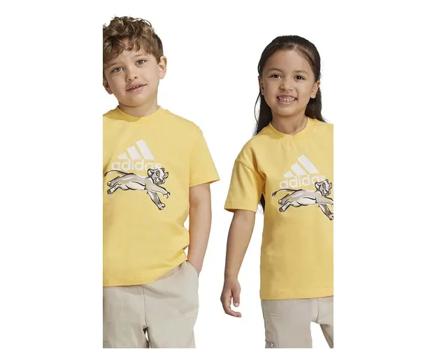 adidas tricou copii x Disney culoarea galben, cu imprimeu, IY7699
