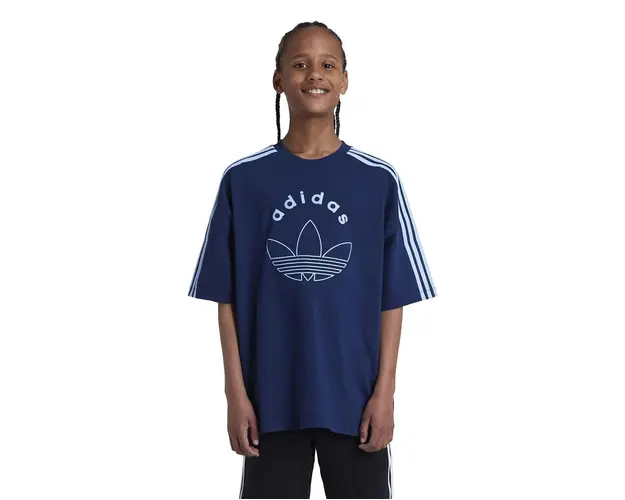 adidas Originals tricou de bumbac pentru copii culoarea albastru marin, cu imprimeu, IZ4549