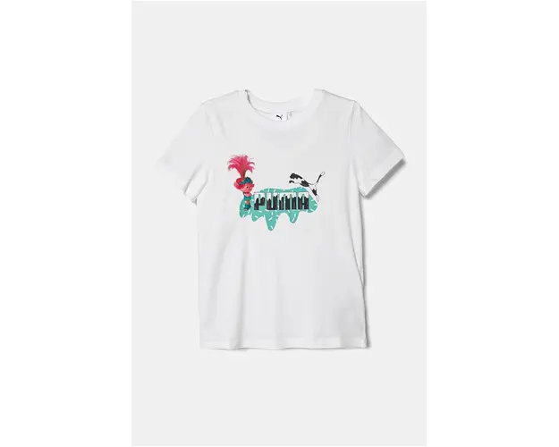 Puma tricou de bumbac pentru copii X TROLLS Tee culoarea alb, cu imprimeu, 627376