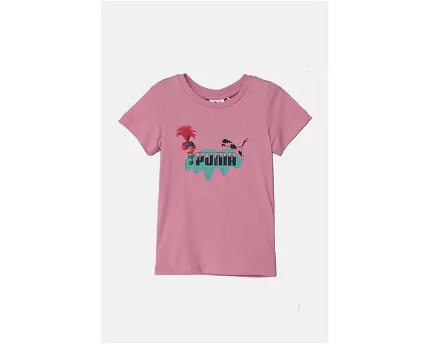 Puma tricou de bumbac pentru copii X TROLLS Tee culoarea roz, cu imprimeu, 627376